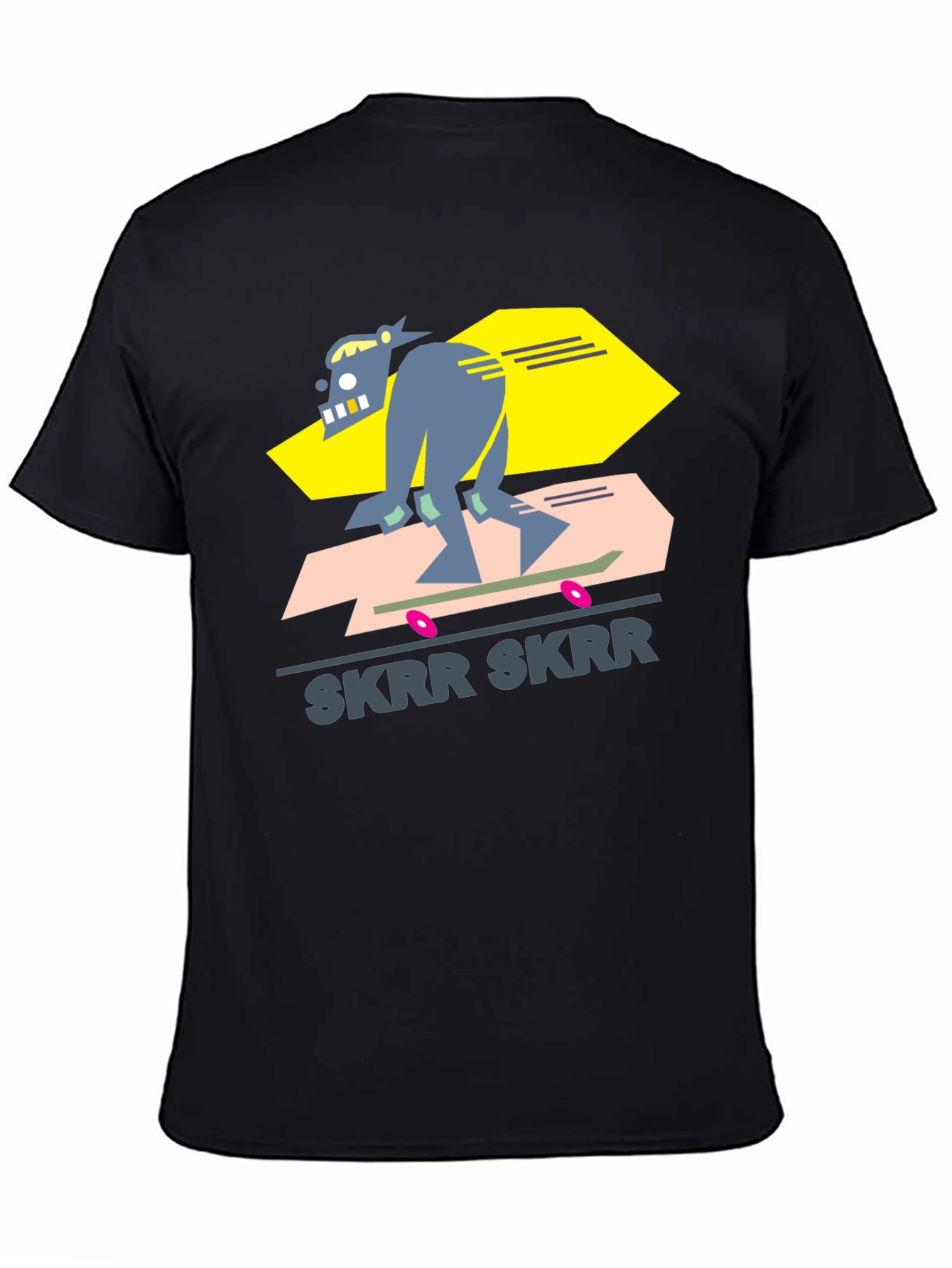 Camiseta Negra Diseño Skrr Skrr Skate