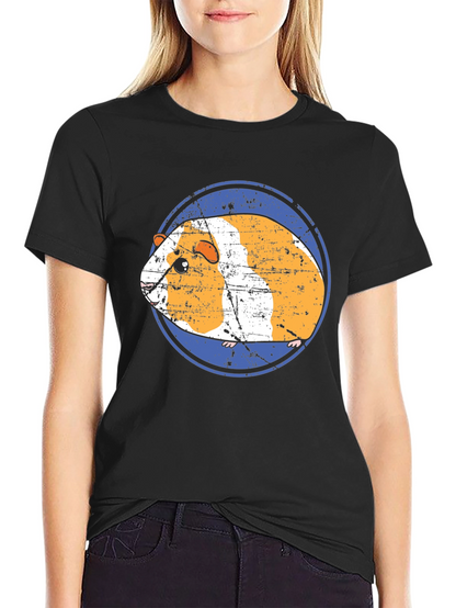 Camiseta Negra con Diseño de Cuy Gracioso