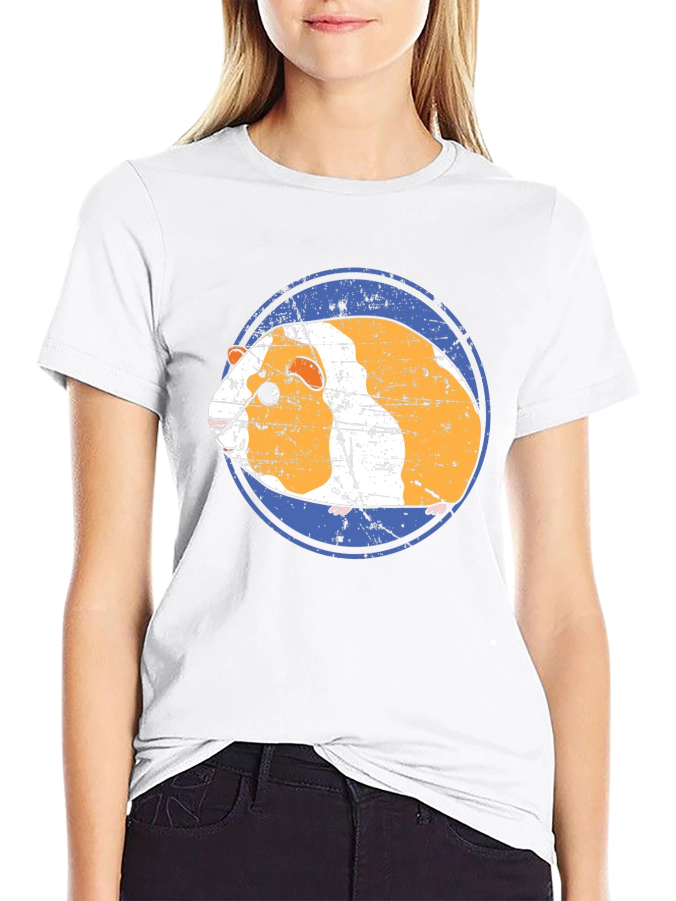 Camiseta Negra con Diseño de Cuy Gracioso