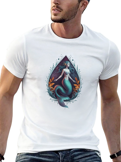 Camiseta Negra con Diseño de Sirena Artística