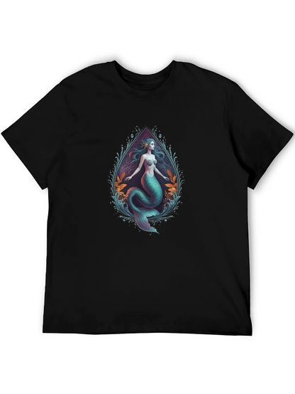 Camiseta Negra con Diseño de Sirena Artística