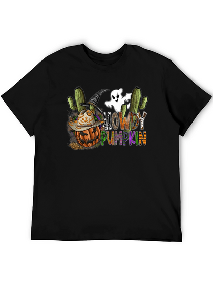 Camiseta Negra Halloween Howdy Pumpkin