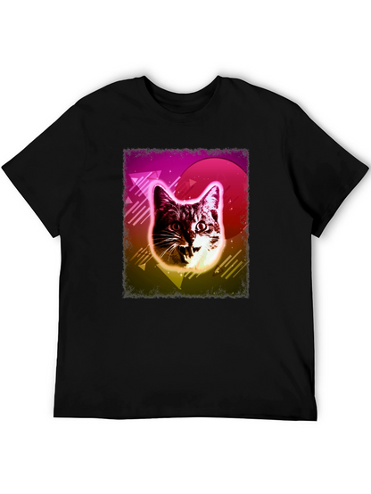 Camiseta Negra con Diseño Retro de Gato