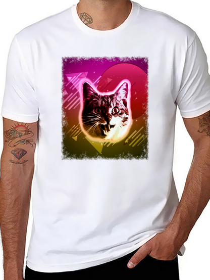 Camiseta Negra con Diseño Retro de Gato