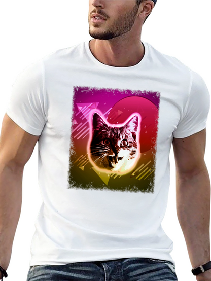 Camiseta Negra con Diseño Retro de Gato