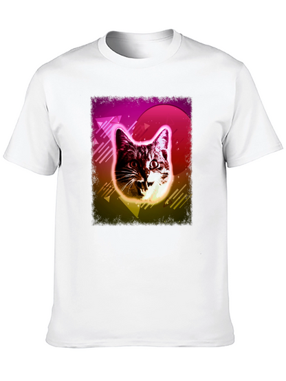Camiseta Negra con Diseño Retro de Gato