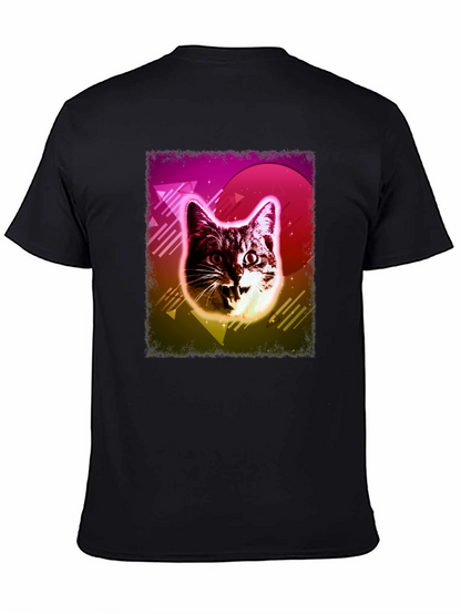 Camiseta Negra con Diseño Retro de Gato