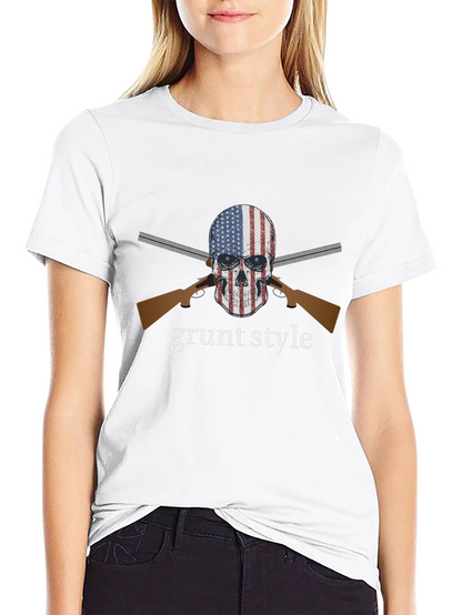 Camiseta Negra Grunt Style Calavera USA
