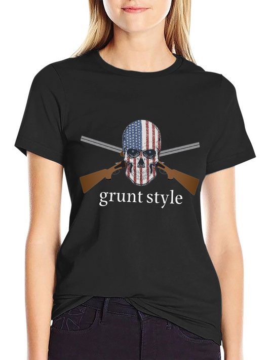 Camiseta Negra Grunt Style Calavera USA