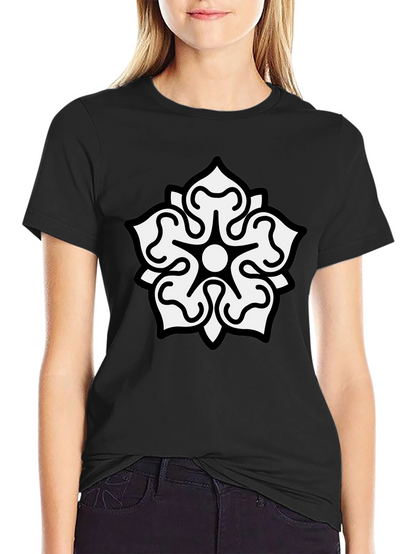 Camiseta Negra Hombre Diseño Floral Blanco