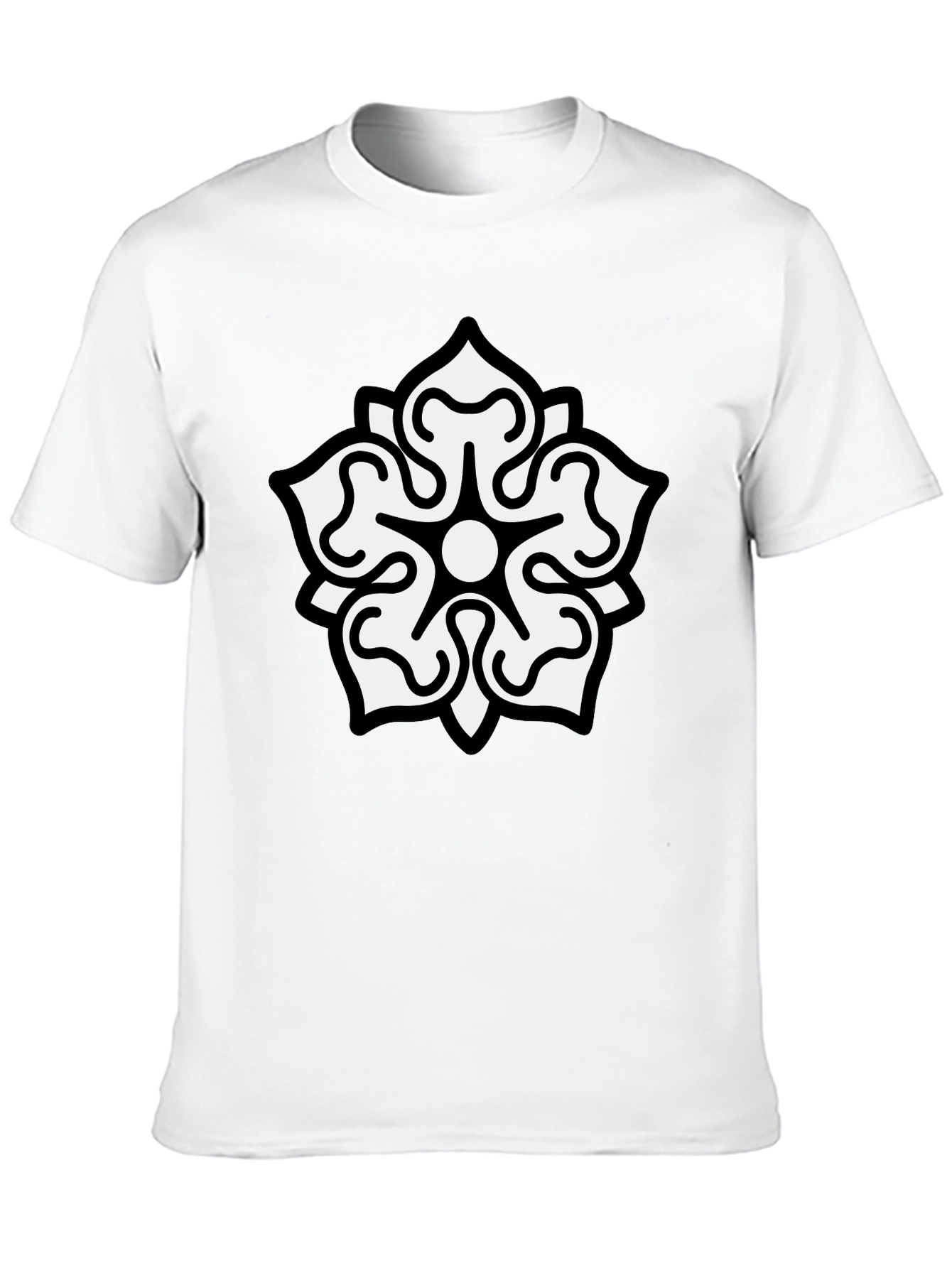 Camiseta Negra Hombre Diseño Floral Blanco