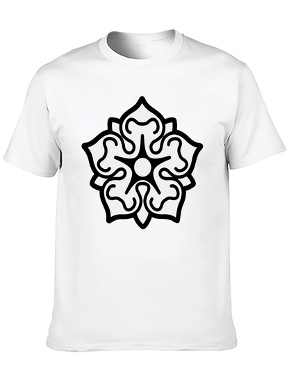 Camiseta Negra Hombre Diseño Floral Blanco