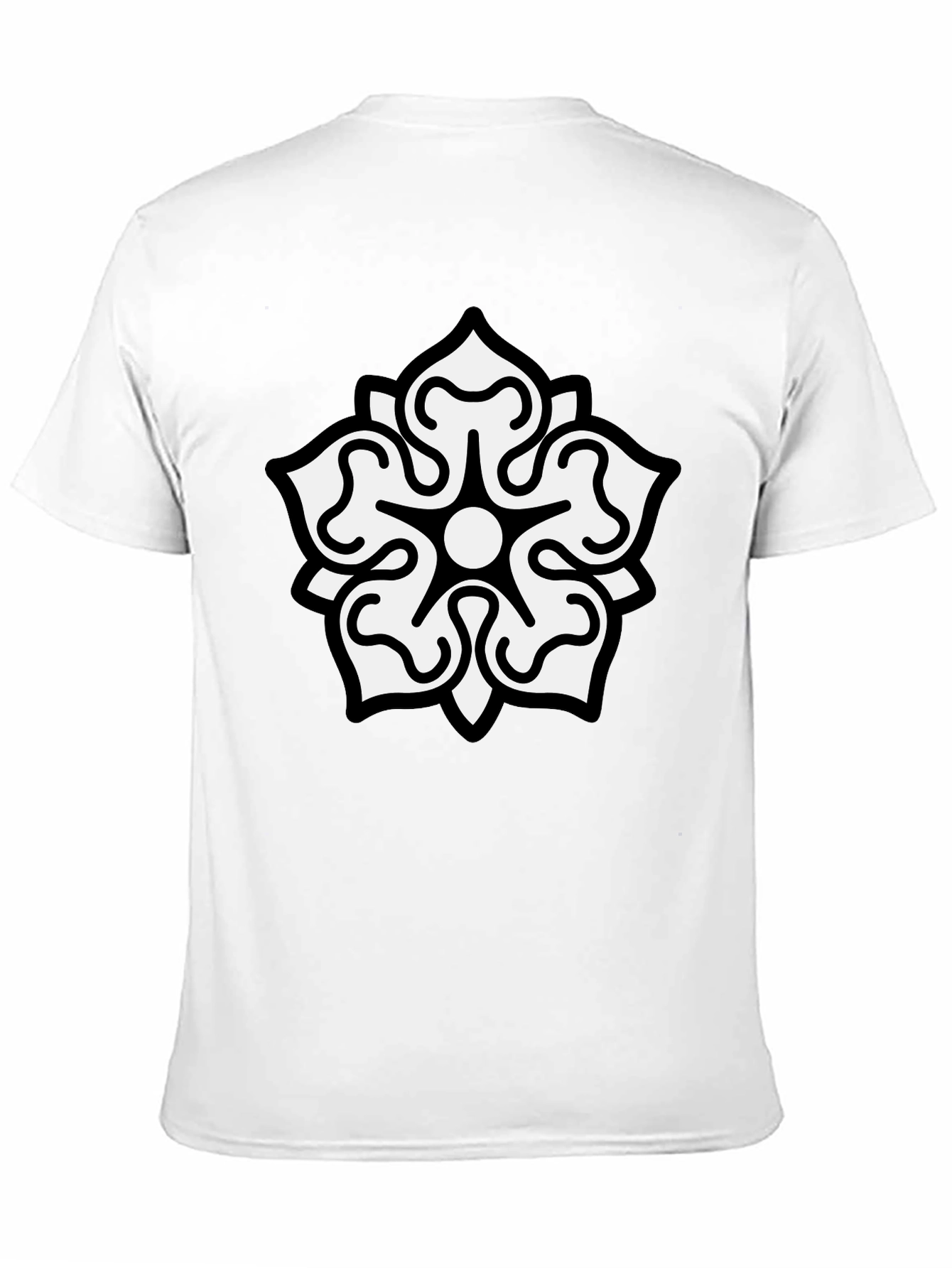Camiseta Negra Hombre Diseño Floral Blanco