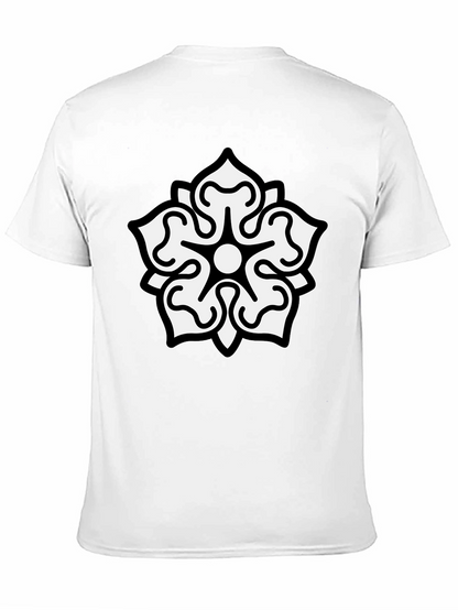 Camiseta Negra Hombre Diseño Floral Blanco