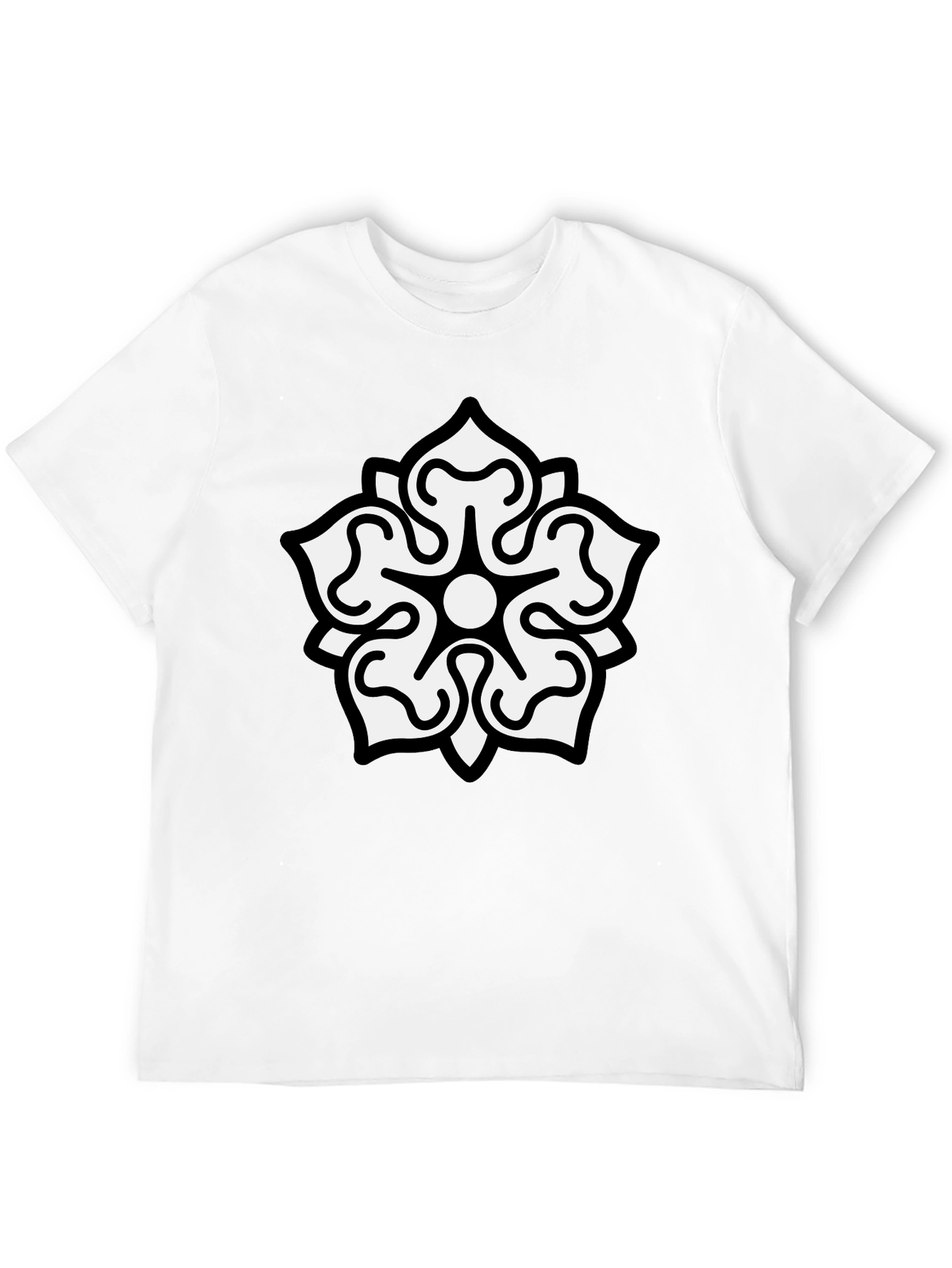 Camiseta Negra Hombre Diseño Floral Blanco