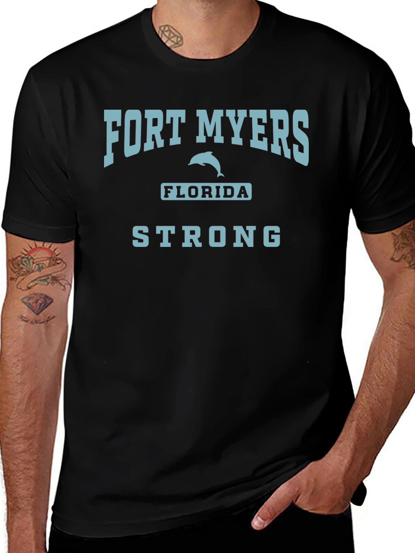 Camiseta Negra Fort Myers Florida Strong