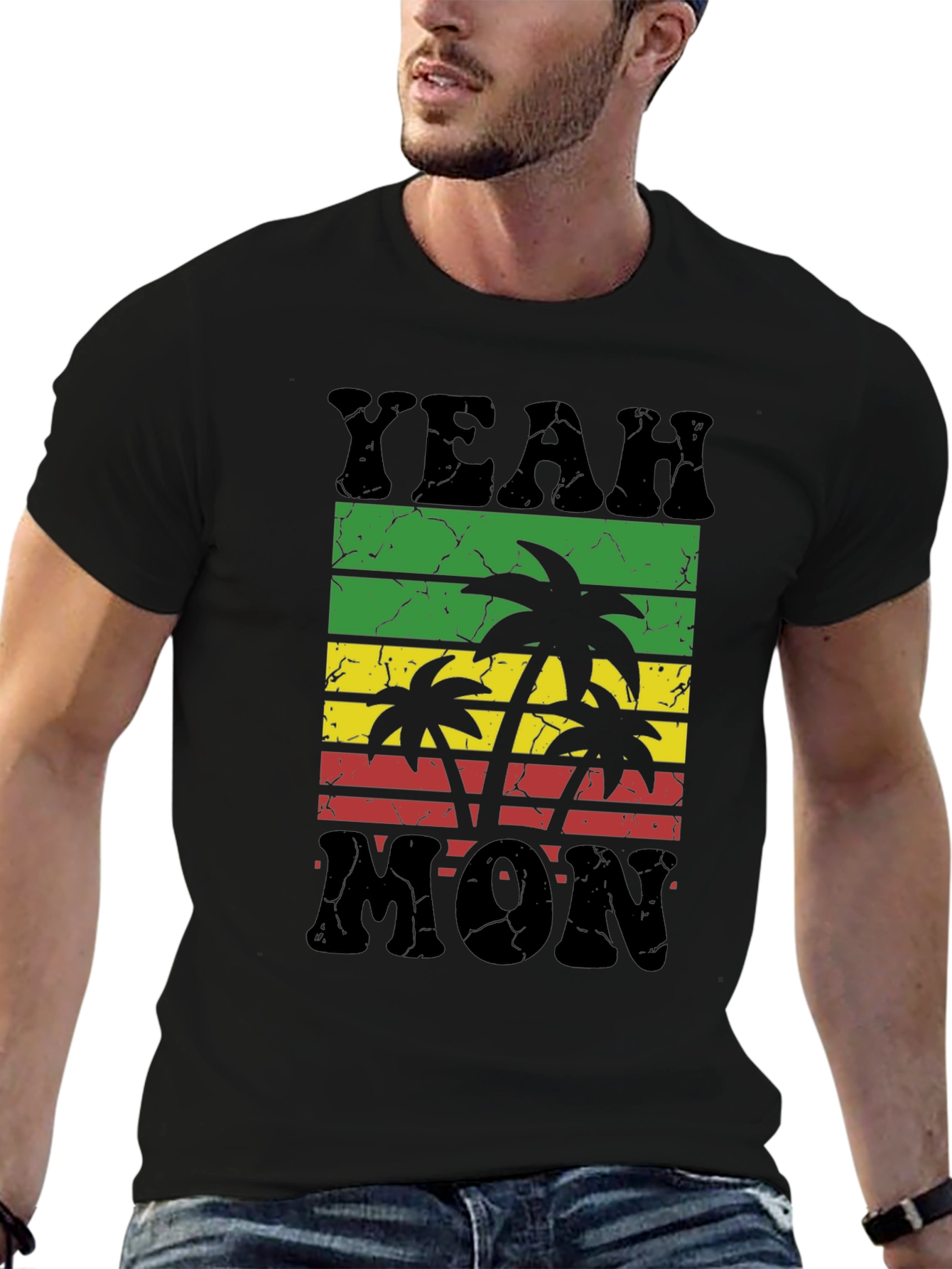 Camiseta Negra Yeah Mon Estilo Reggae