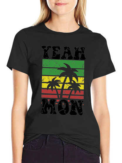 Camiseta Negra Yeah Mon Estilo Reggae