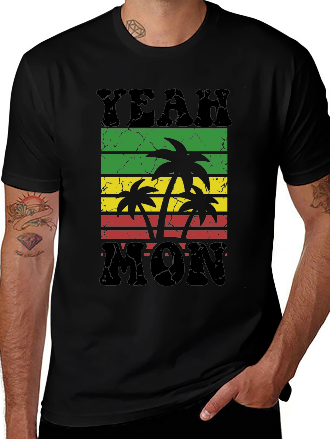 Camiseta Negra Yeah Mon Estilo Reggae