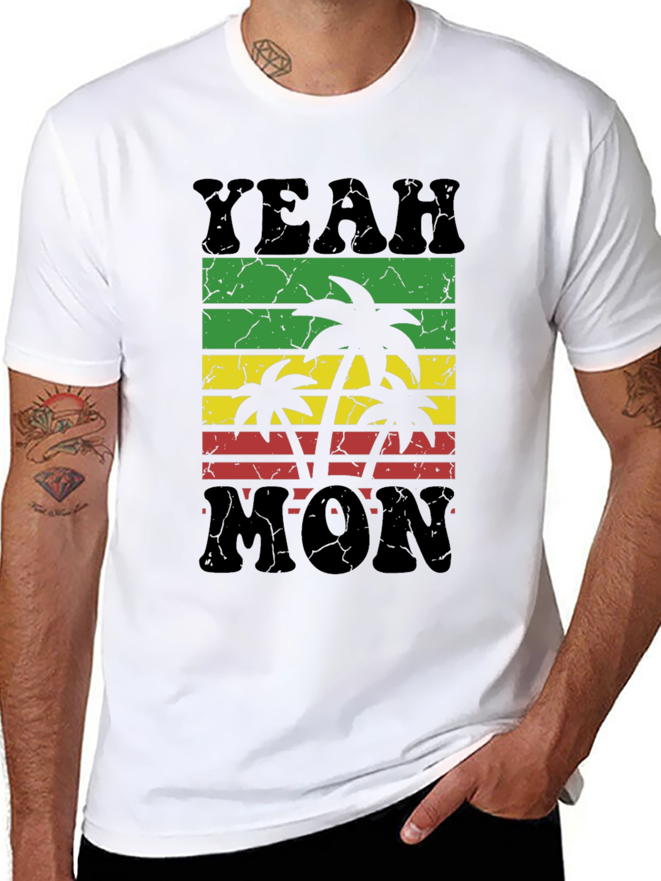 Camiseta Negra Yeah Mon Estilo Reggae