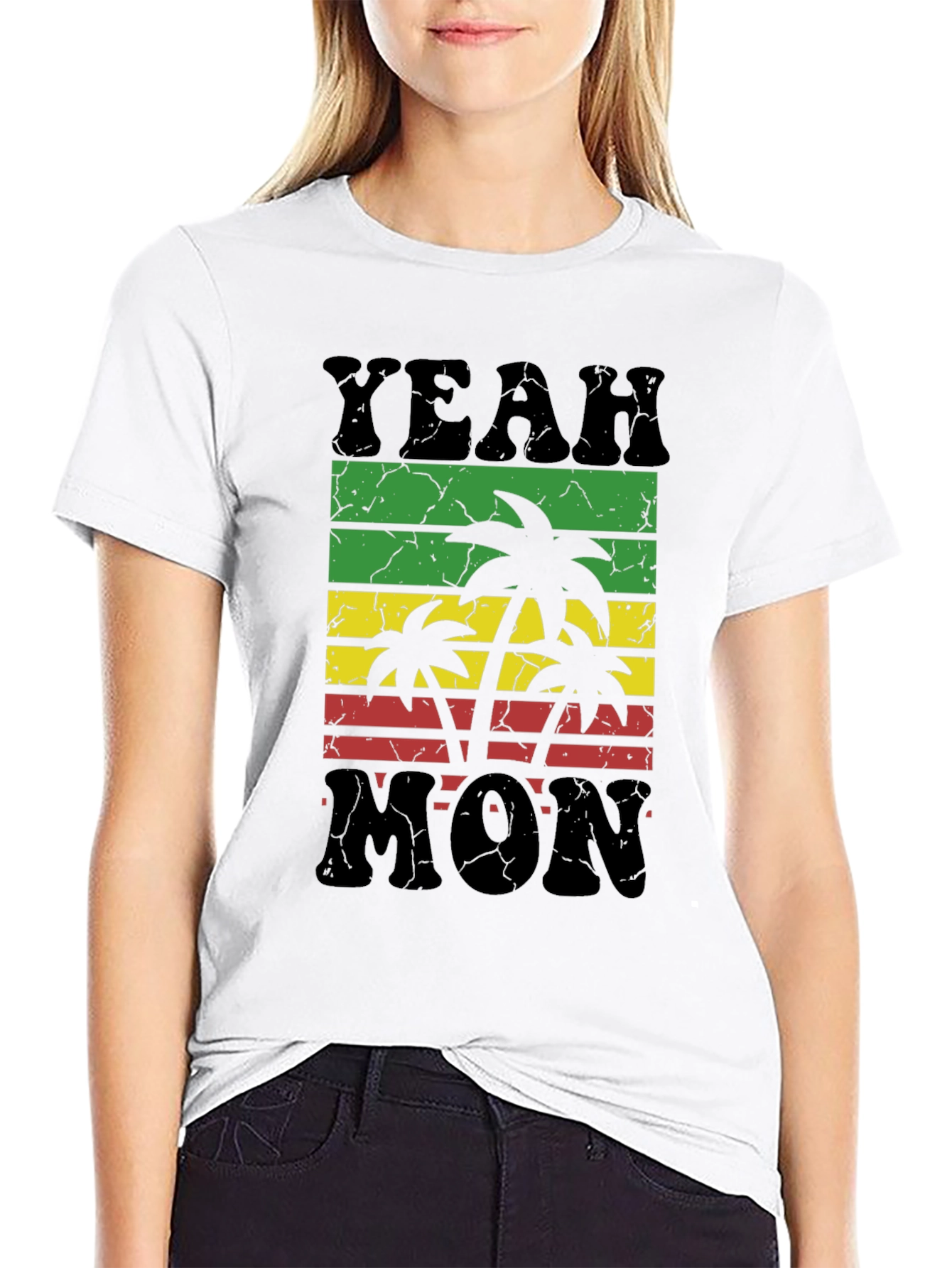 Camiseta Negra Yeah Mon Estilo Reggae