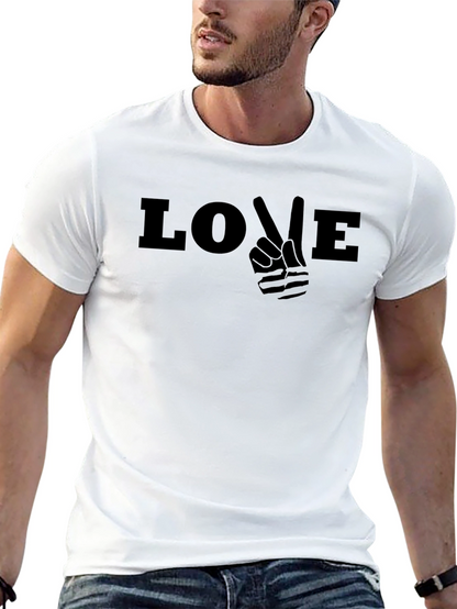 Camiseta Negra Love Peace Casual