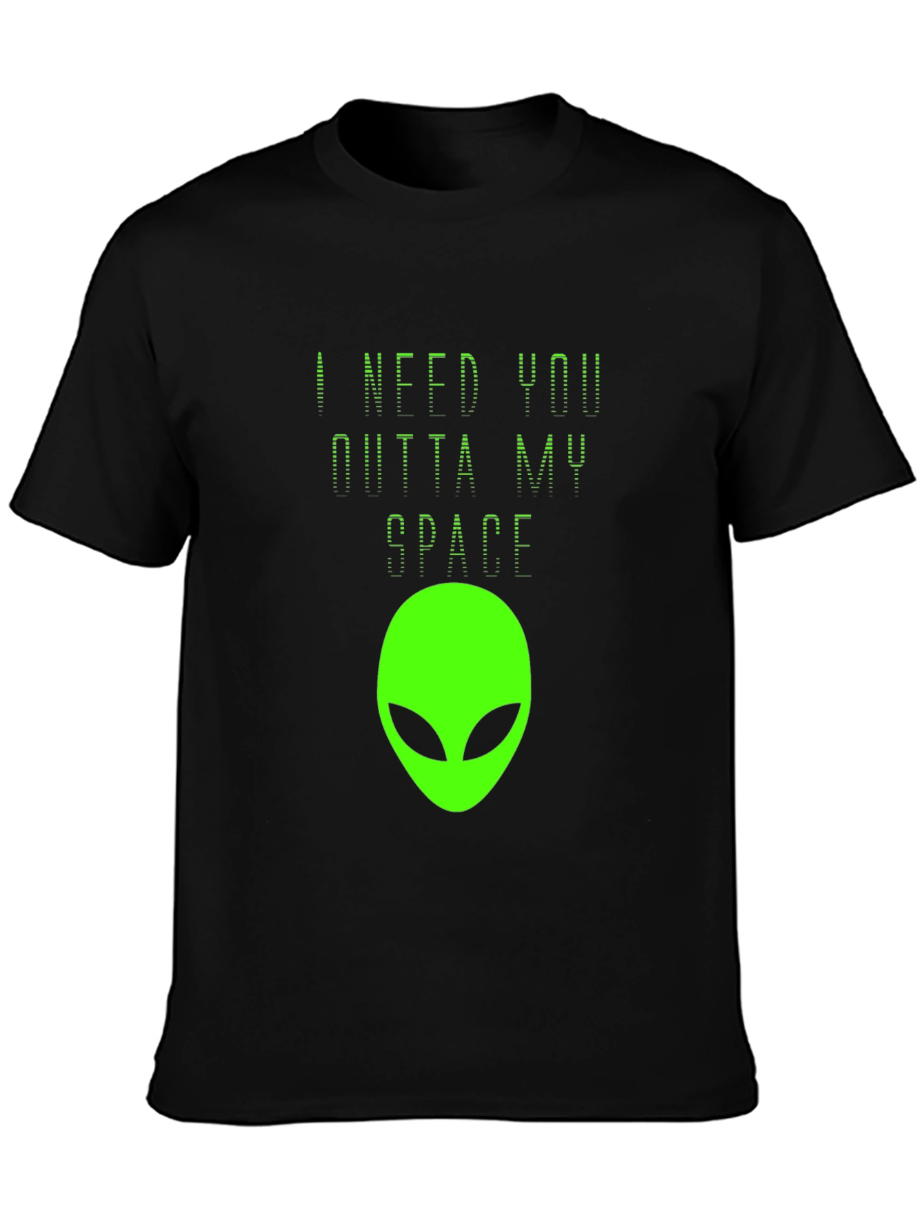 Camiseta Negra Estampado Alienígena - ¡Fuera de Mi Espacio!