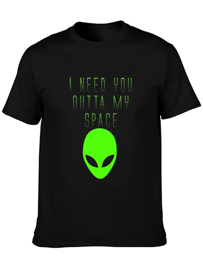 Camiseta Negra Estampado Alienígena - ¡Fuera de Mi Espacio!