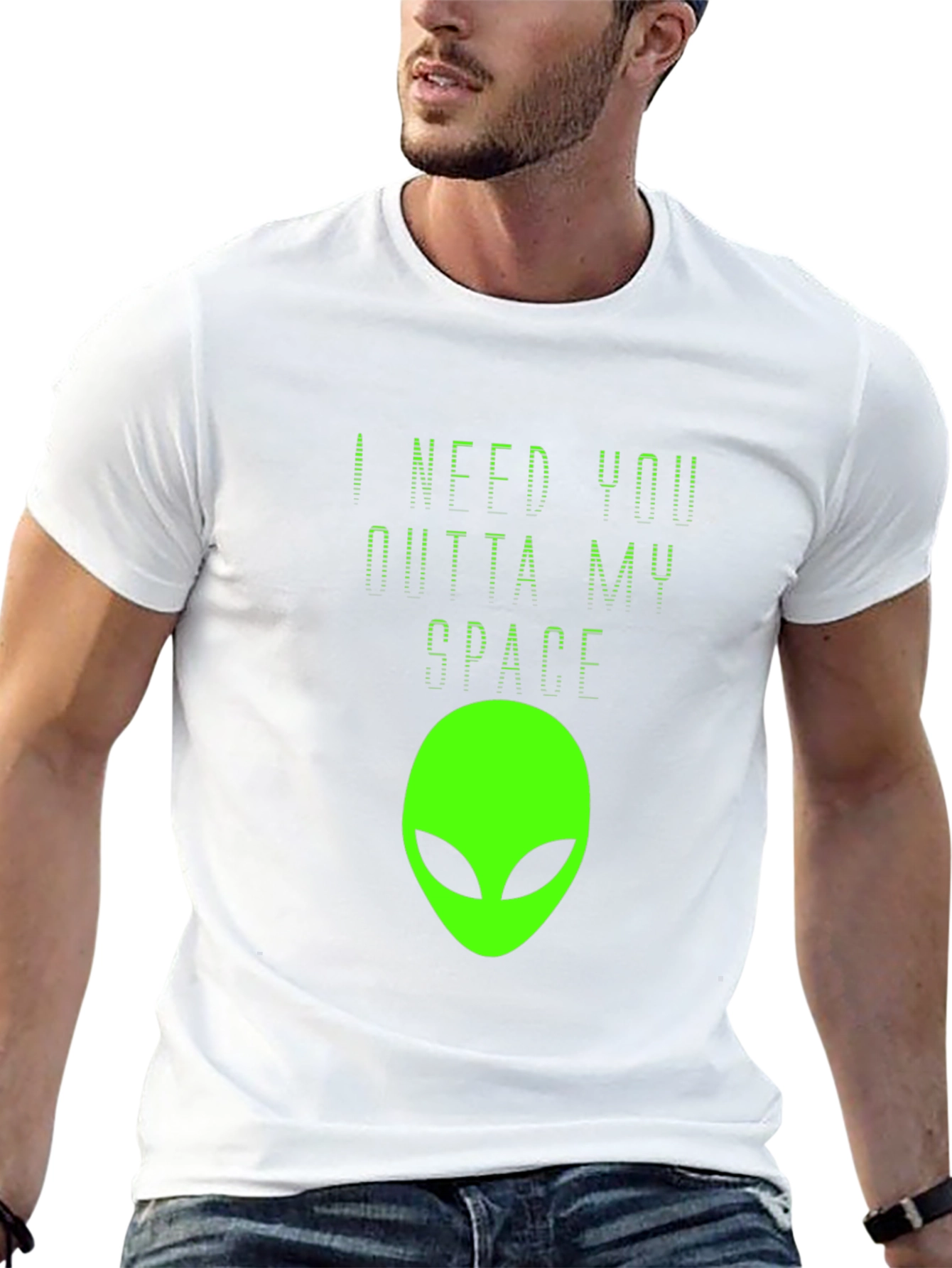 Camiseta Negra Estampado Alienígena - ¡Fuera de Mi Espacio!