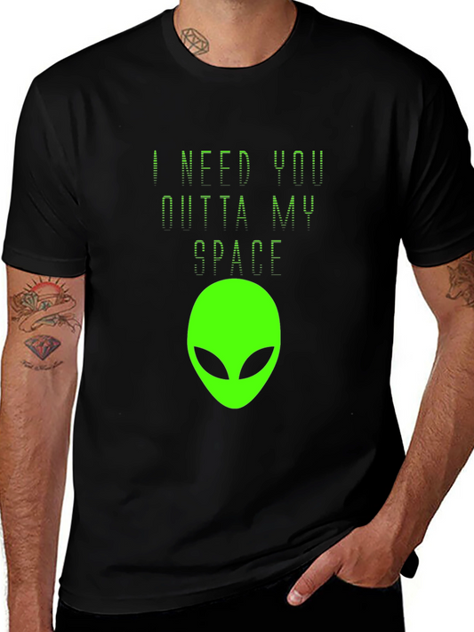 Camiseta Negra Estampado Alienígena - ¡Fuera de Mi Espacio!