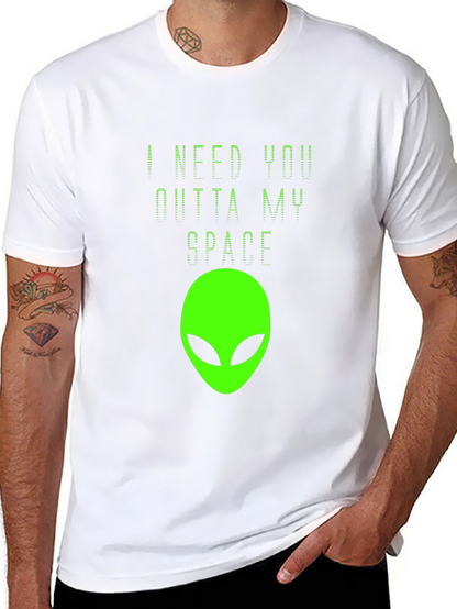 Camiseta Negra Estampado Alienígena - ¡Fuera de Mi Espacio!