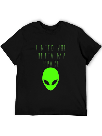 Camiseta Negra Estampado Alienígena - ¡Fuera de Mi Espacio!