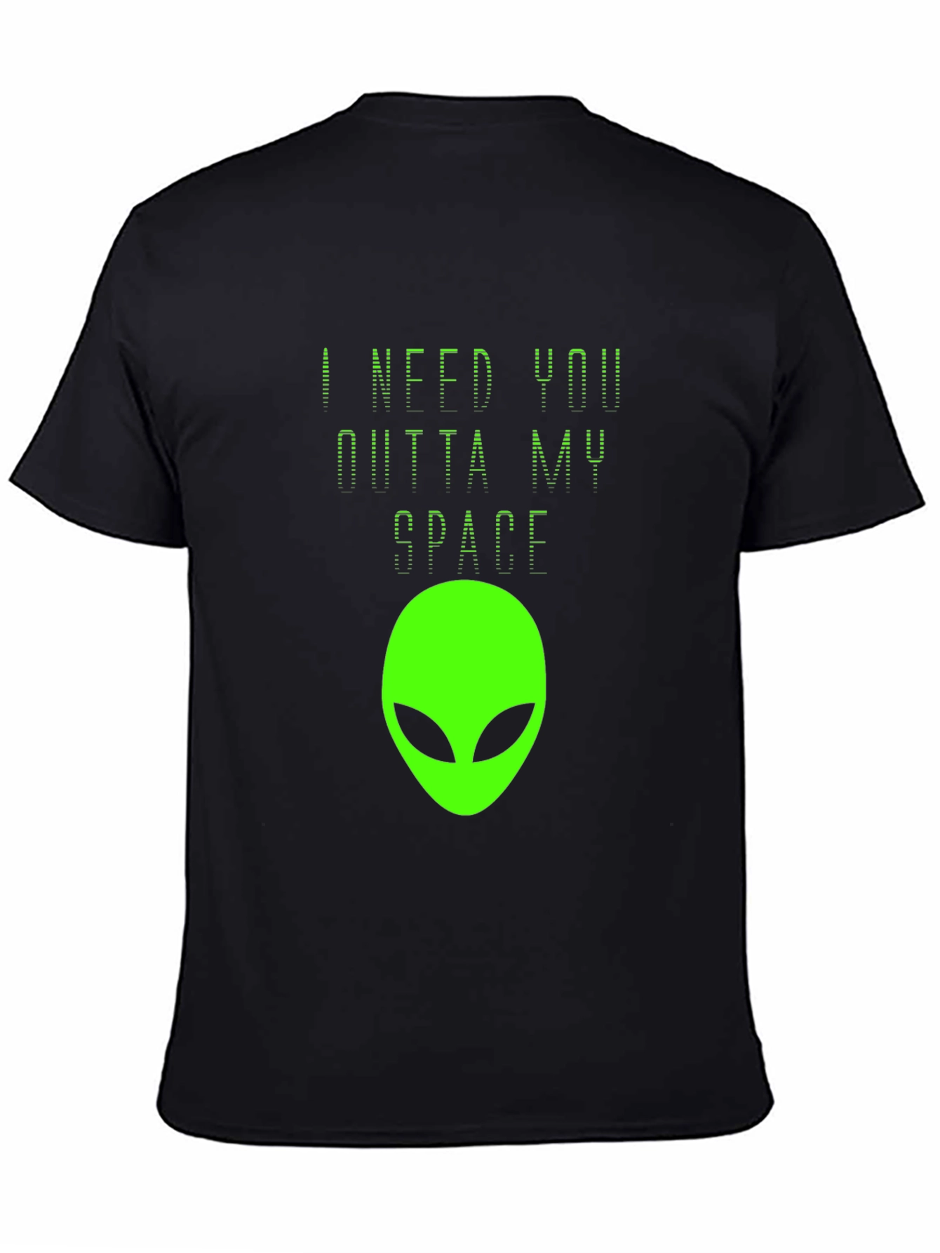 Camiseta Negra Estampado Alienígena - ¡Fuera de Mi Espacio!