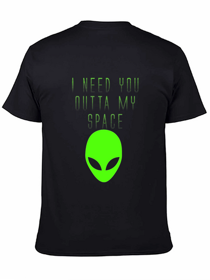 Camiseta Negra Estampado Alienígena - ¡Fuera de Mi Espacio!