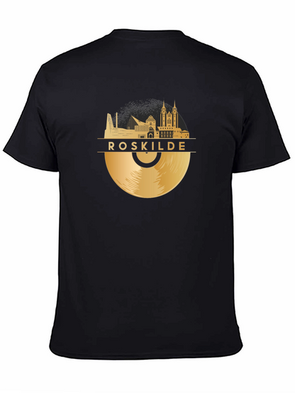 Camiseta Negra Roskilde Vinilo Dorado