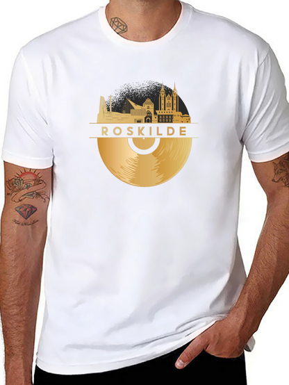 Camiseta Negra Roskilde Vinilo Dorado