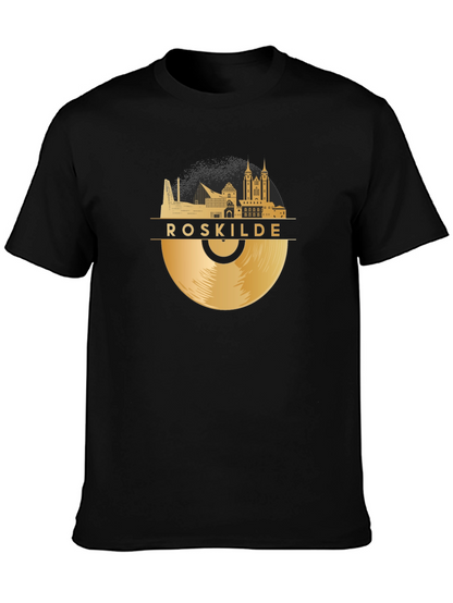 Camiseta Negra Roskilde Vinilo Dorado