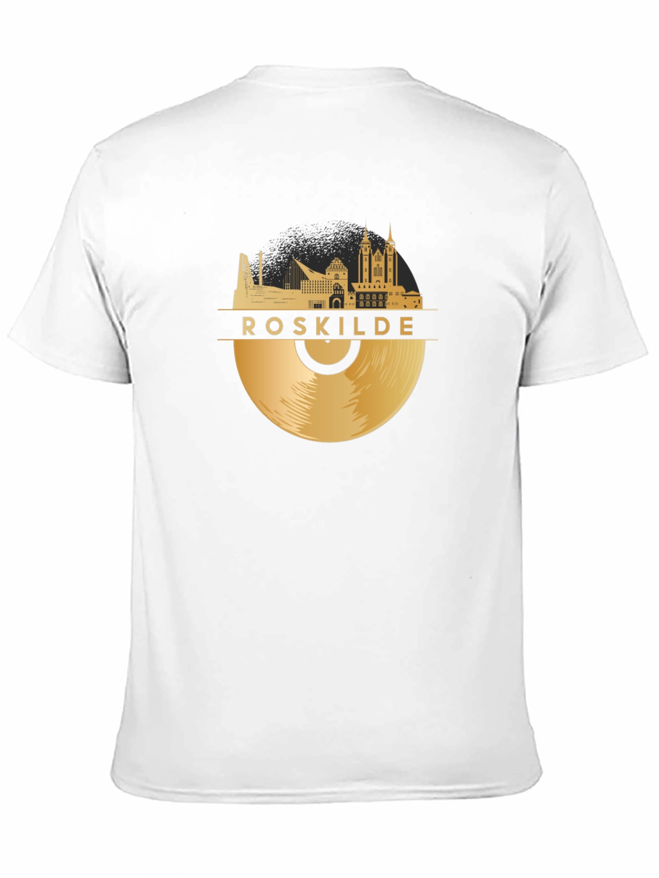 Camiseta Negra Roskilde Vinilo Dorado