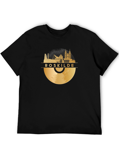 Camiseta Negra Roskilde Vinilo Dorado