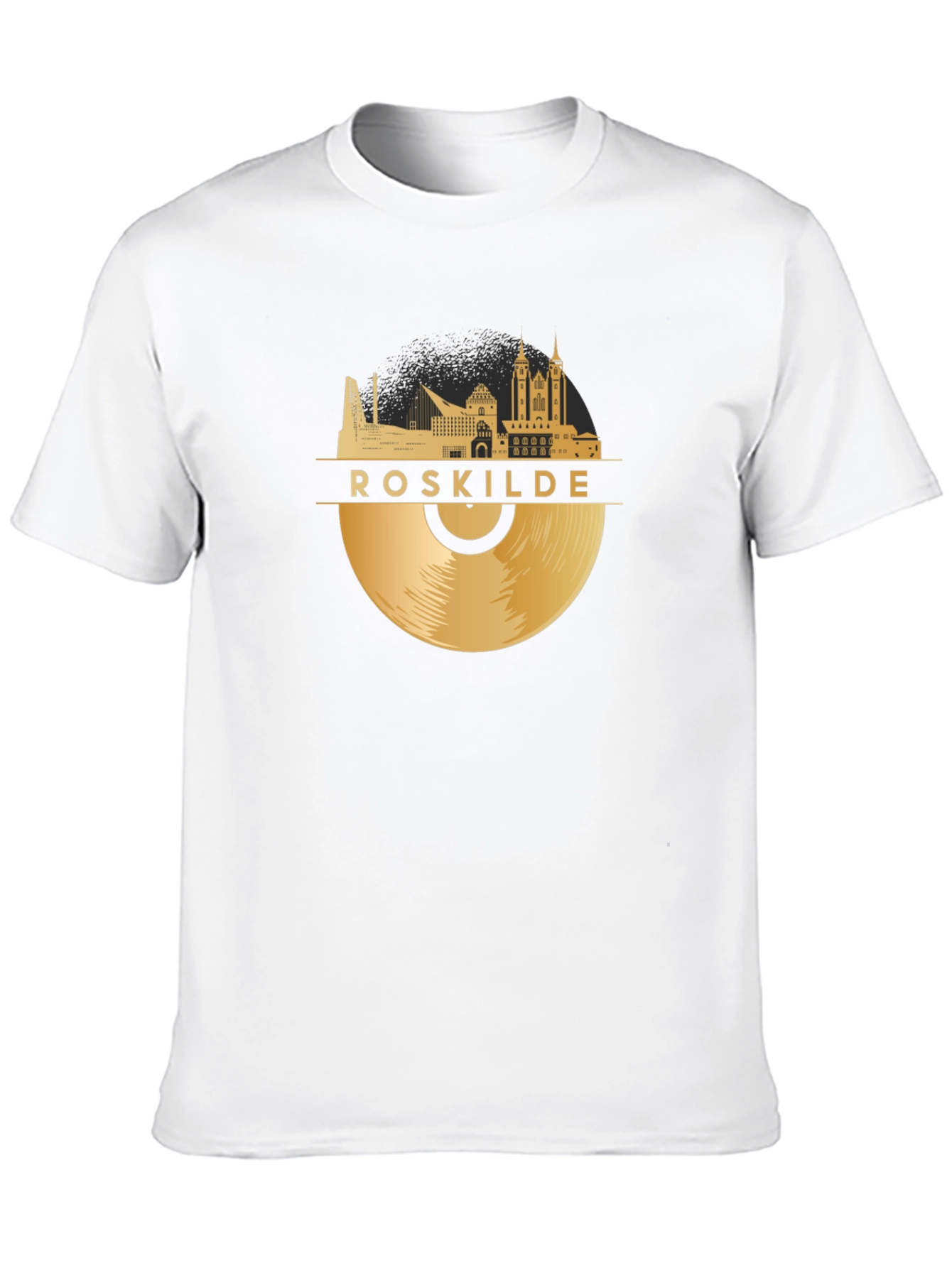 Camiseta Negra Roskilde Vinilo Dorado