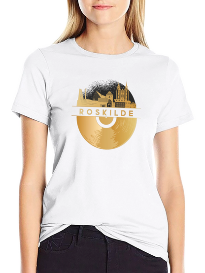 Camiseta Negra Roskilde Vinilo Dorado