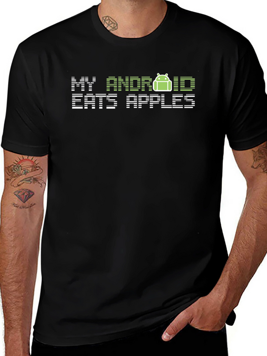 Camiseta Negra My Android Eats Apples