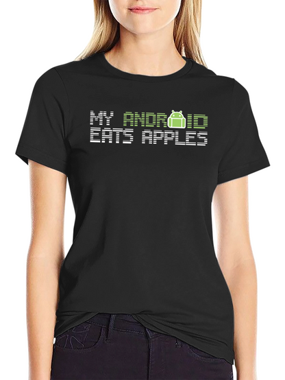 Camiseta Negra My Android Eats Apples