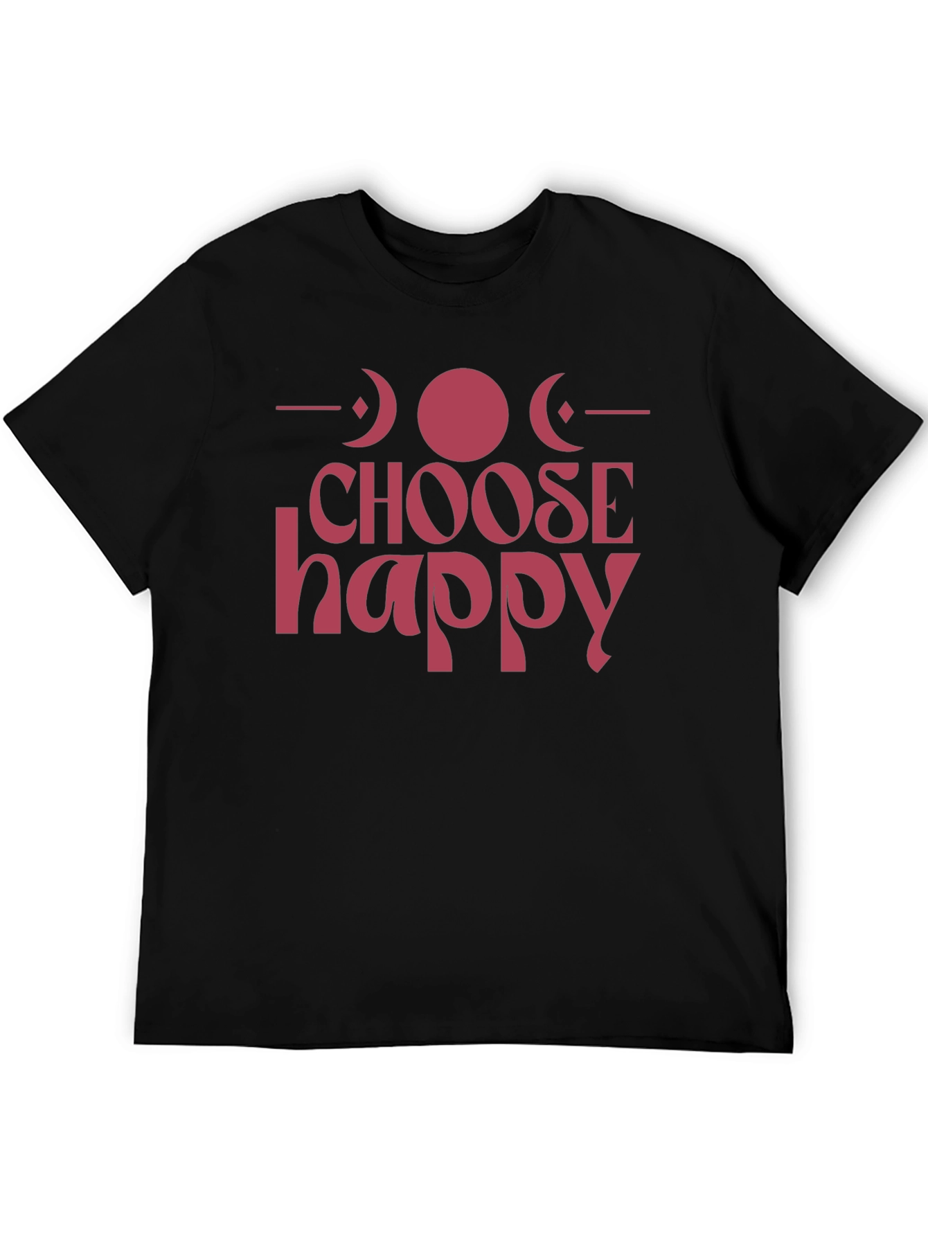 Camiseta Negra Choose Happy con Diseño de Fases Lunares