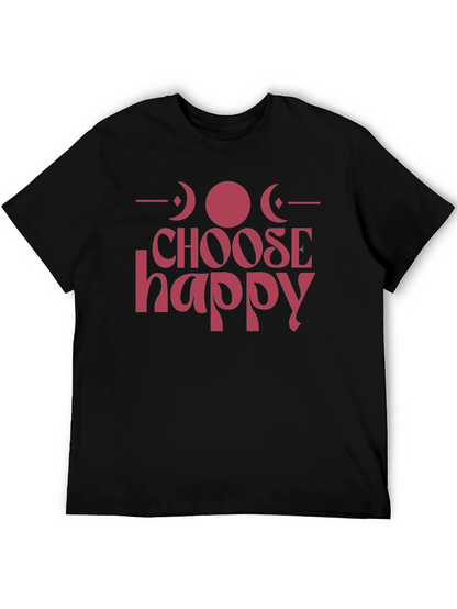 Camiseta Negra Choose Happy con Diseño de Fases Lunares