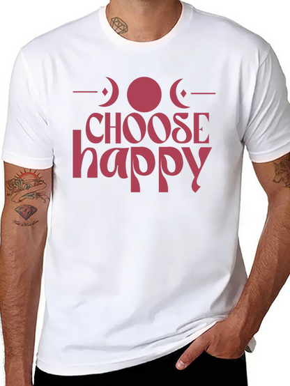 Camiseta Negra Choose Happy con Diseño de Fases Lunares