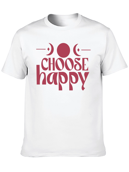 Camiseta Negra Choose Happy con Diseño de Fases Lunares