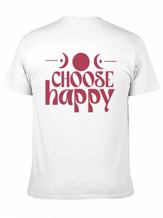 Camiseta Negra Choose Happy con Diseño de Fases Lunares