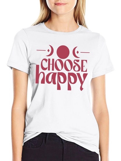 Camiseta Negra Choose Happy con Diseño de Fases Lunares