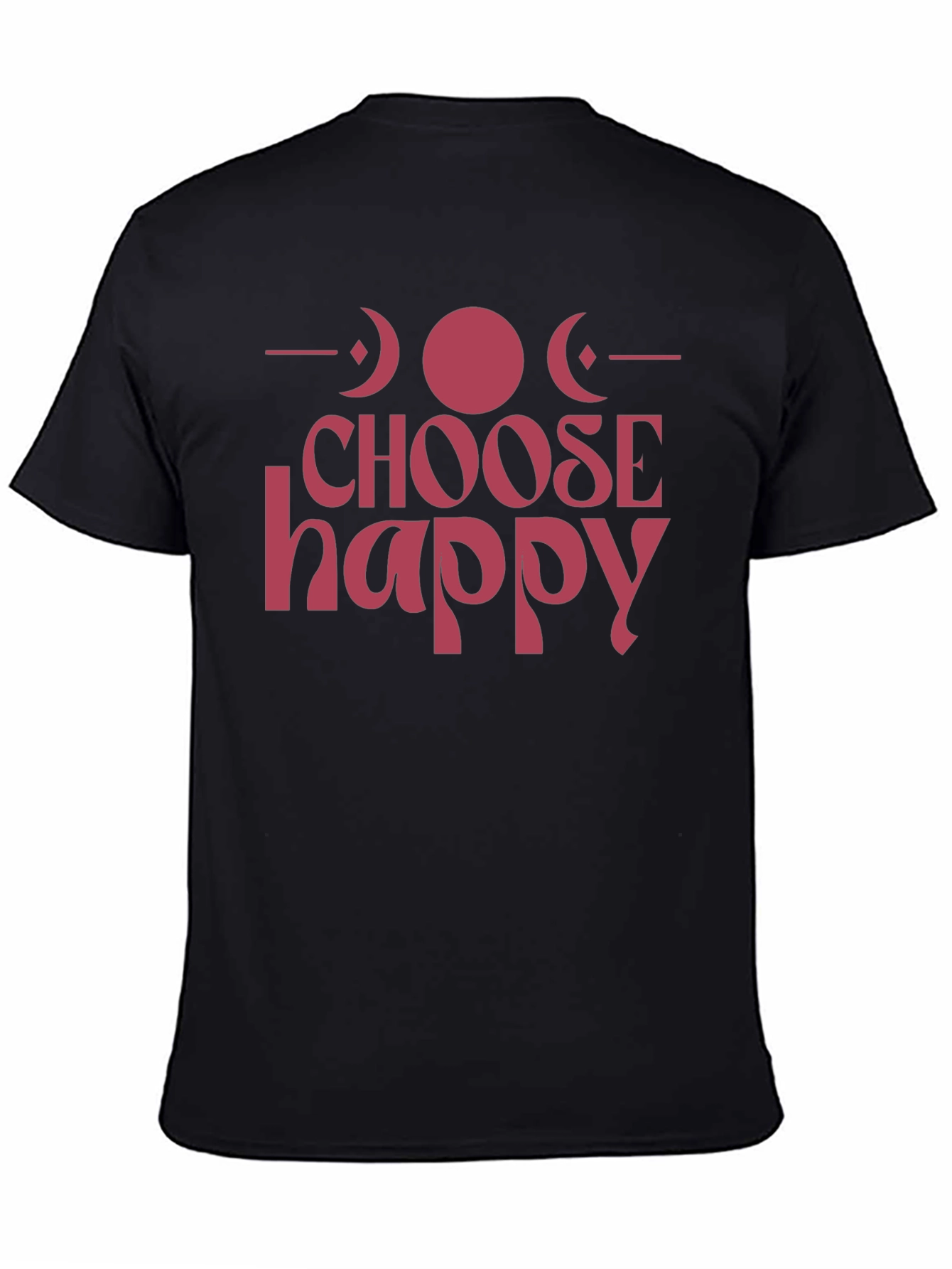 Camiseta Negra Choose Happy con Diseño de Fases Lunares